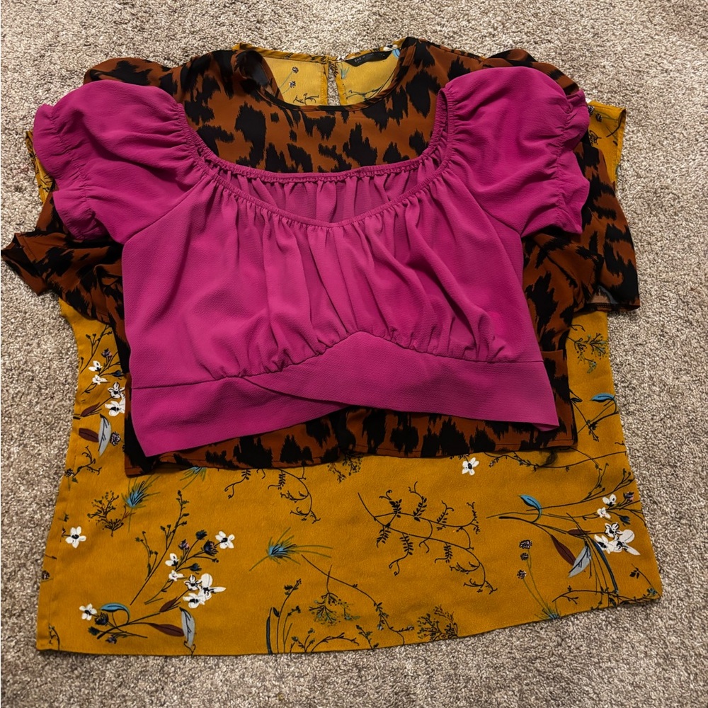 Bundle 3 Tops pink, leopard, floral prints